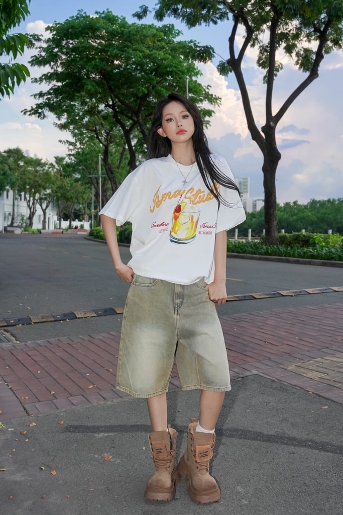 Quần Jean Wash INSOMNIA Form Lửng Ống Rộng Unisex - PS021