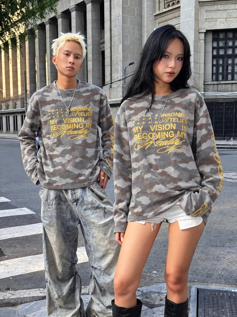 [NEW ARRIVAL] Áo Thun Tay Dài Camo Cotton Waffle Form Boxy Unisex - TS089