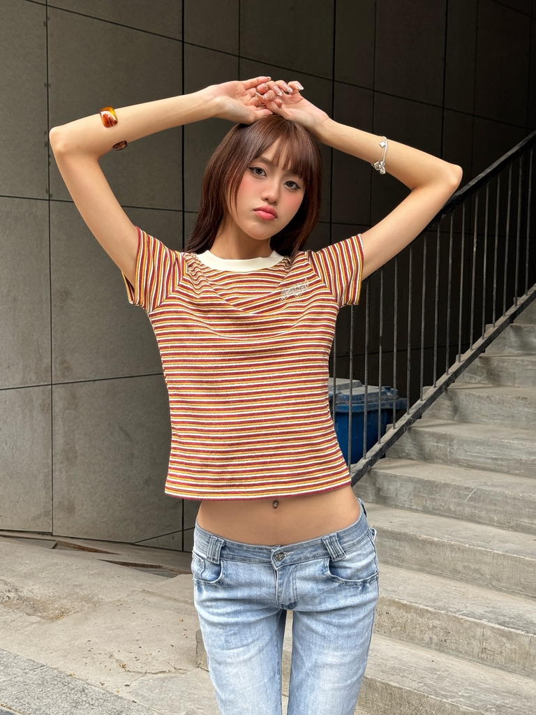 [NEW ARRIVAL] Áo Thun Baby Tee Cotton Sọc Thêu Logo INSOMNIA  - TS081