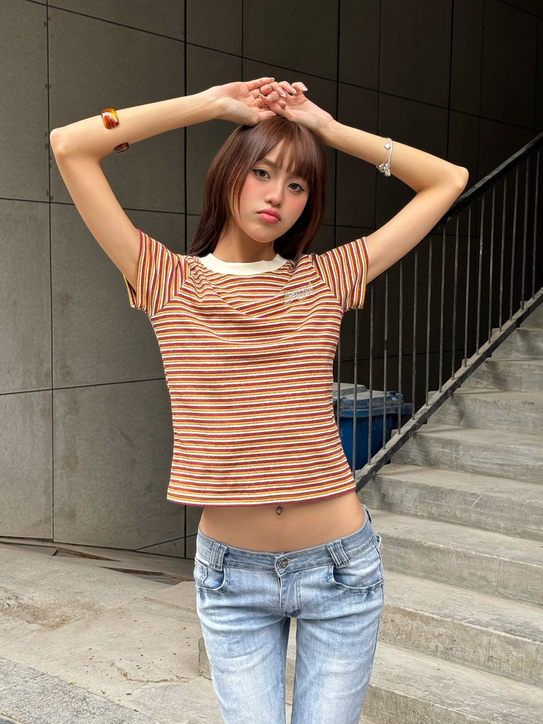 [NEW ARRIVAL] Áo Thun Baby Tee Cotton Sọc Thêu Logo INSOMNIA  - TS081