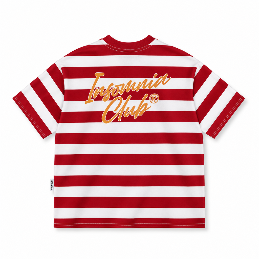[NEW ARRIVAL] Áo Thun Sọc Thêu Đắp Chữ INSOMNIA Form Boxy Unisex - TS059