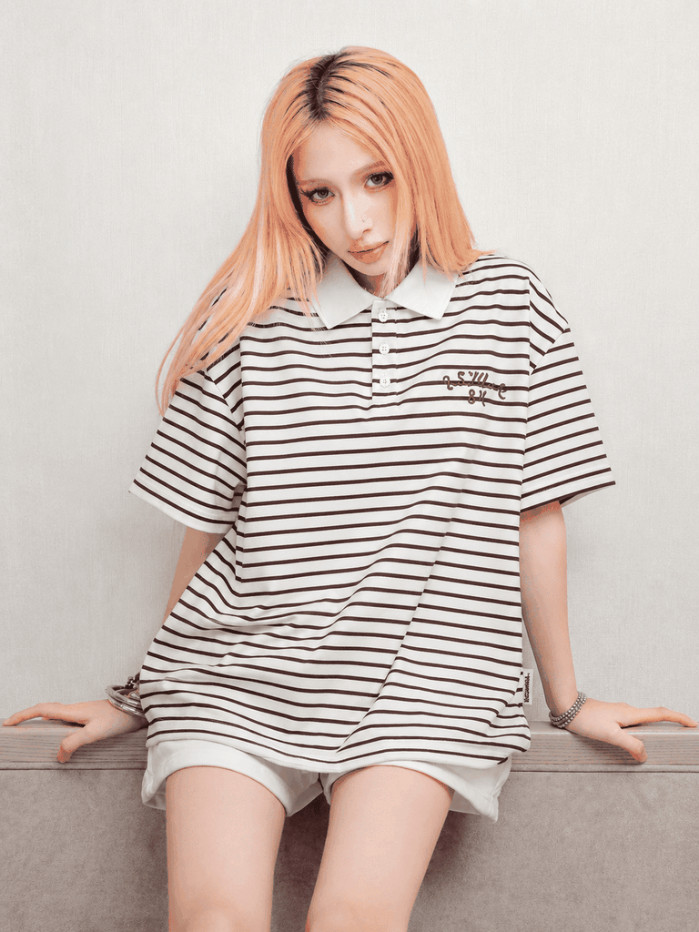 [NEW ARRIVAL] Áo Polo Boxy Stripes Thêu 