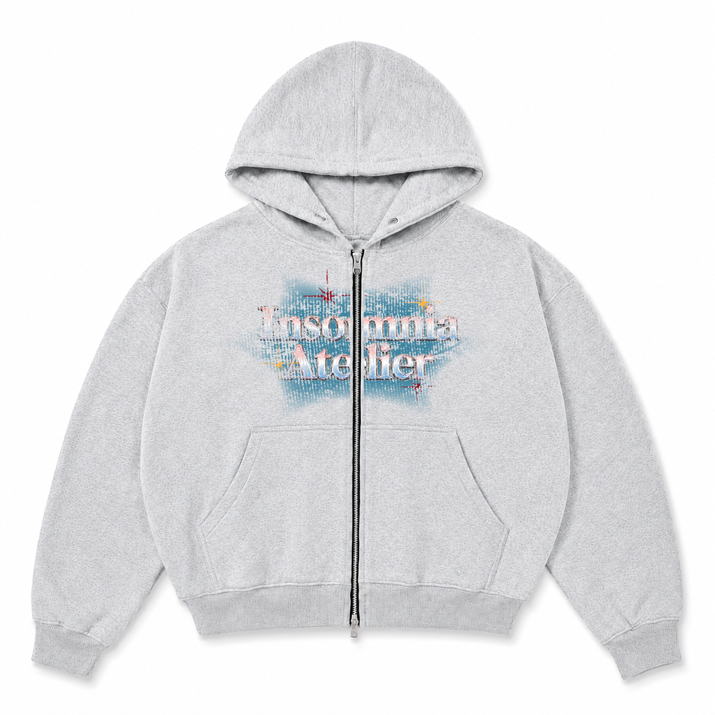 [NEW ARRIVAL]  Áo Khoác Hoodie Zip Nỉ Cua 420GSM In INSOMNIA Khóa Kéo Kim Loại Form Boxy Cánh Dơi Unisex - HD018