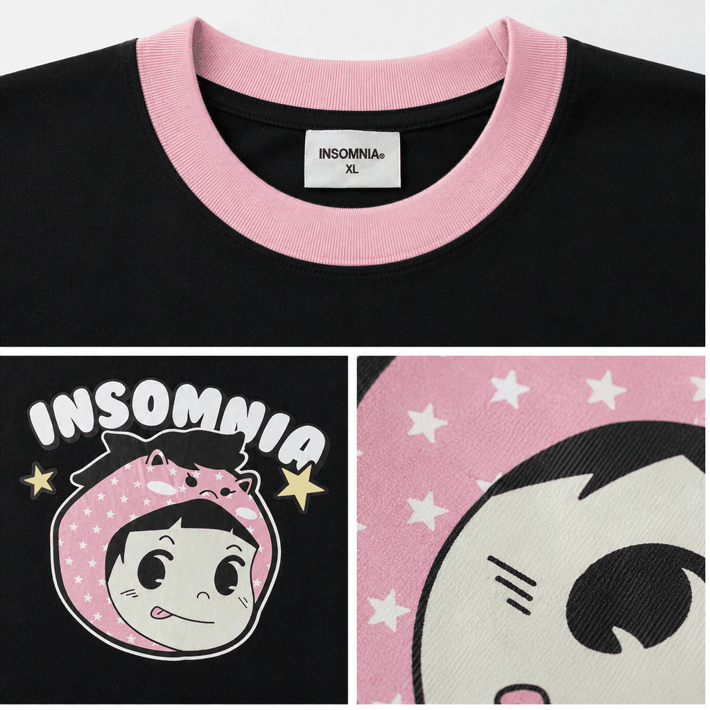 [NEW ARRIVAL] Áo Thun Boxy Phối Cổ Lucky Girl INSOMNIA CLUB 250Gsm Cotton - TS068