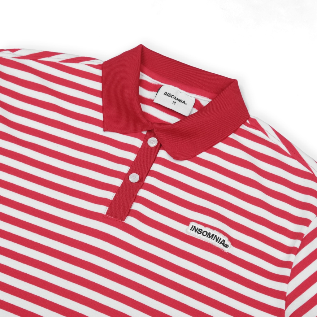 Áo Polo Boxy Stripes INSOMNIA Cotton Đính Tag Da - TS055