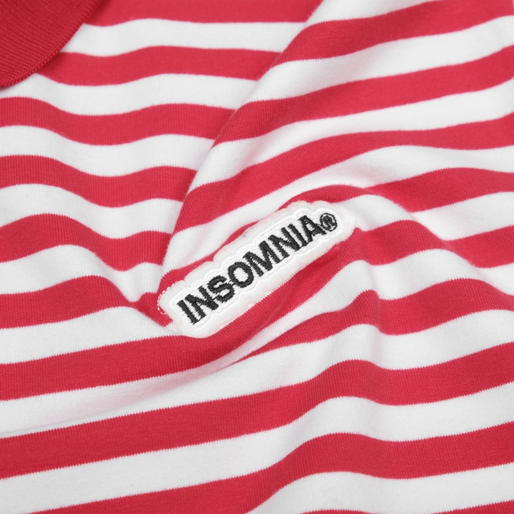 Áo Polo Boxy Stripes INSOMNIA Cotton Đính Tag Da - TS055