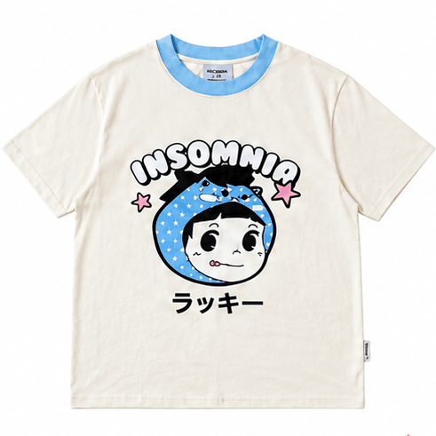 [NEW ARRIVAL] Áo Thun Boxy Phối Cổ Lucky Girl INSOMNIA CLUB 250Gsm Cotton - TS068