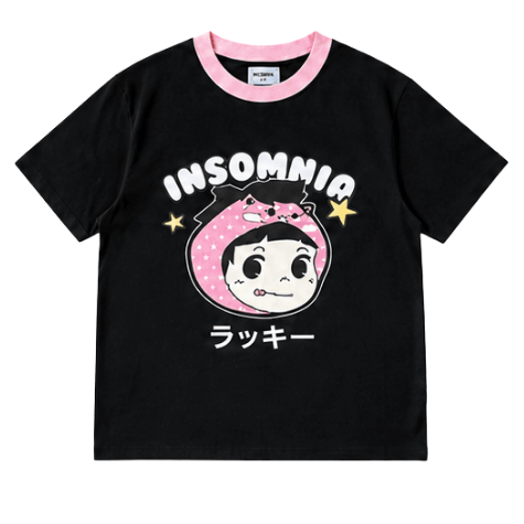 [NEW ARRIVAL] Áo Thun Boxy Phối Cổ Lucky Girl INSOMNIA CLUB 250Gsm Cotton - TS068