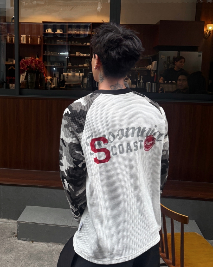 [NEW ARRIVAL] Áo Thun Tay Dài Raglan Camo Cotton Waffle Form Boxy Unisex - TS082
