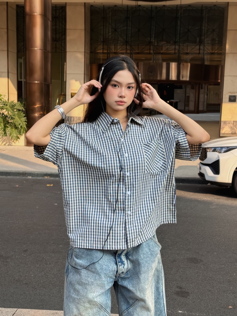[NEW ARRIVAL] Áo Sơ Mi Caro Thêu Form Boxy Nam Nữ Unisex Thêu Viền INSOMNIA - TS074