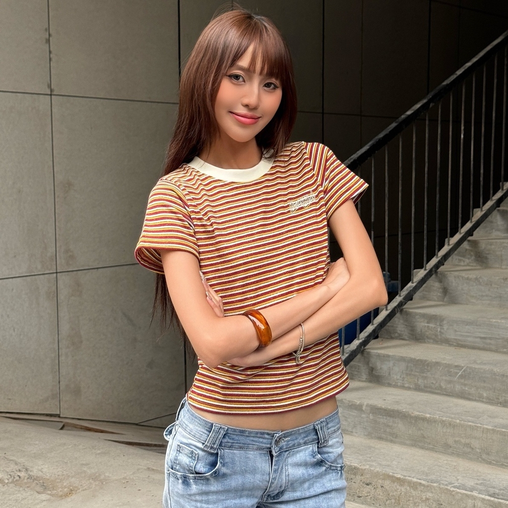 [NEW ARRIVAL] Áo Thun Baby Tee Cotton Sọc Thêu Logo INSOMNIA  - TS081