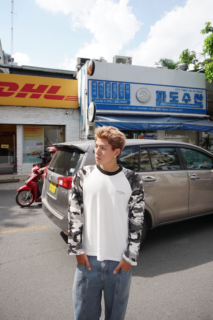 [NEW ARRIVAL] Áo Thun Tay Dài Raglan Camo Cotton Waffle Form Boxy Unisex - TS082