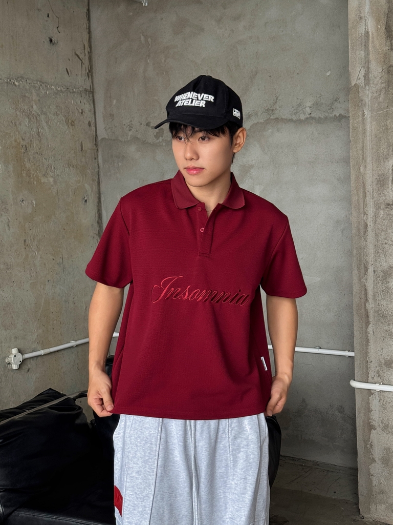 [NEW ARRIVAL] Áo Polo Cotton Waffle Basic Form Boxy Thêu Logo INSOMNIA - TS087