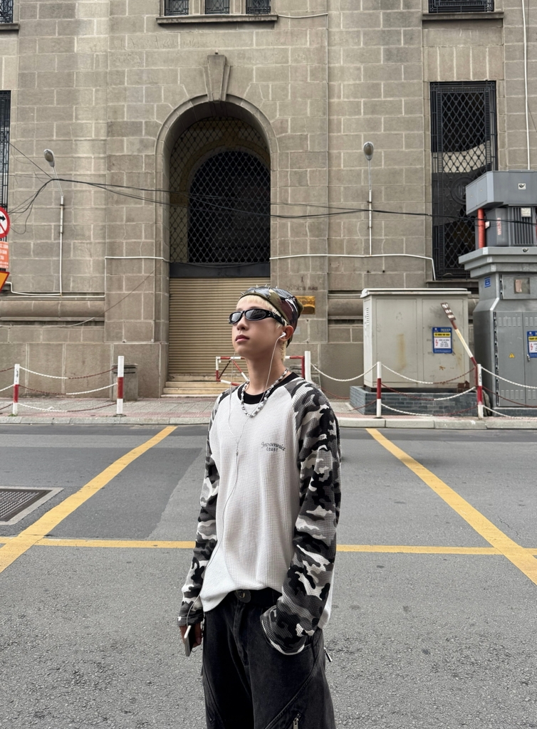[NEW ARRIVAL] Áo Thun Tay Dài Raglan Camo Cotton Waffle Form Boxy Unisex - TS082