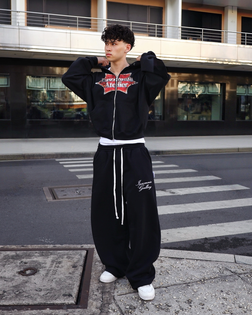 [NEW ARRIVAL]  Áo Khoác Hoodie Zip Nỉ Cua 420GSM In INSOMNIA Khóa Kéo Kim Loại Form Boxy Cánh Dơi Unisex - HD018