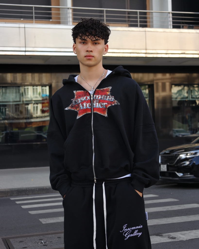 [NEW ARRIVAL]  Áo Khoác Hoodie Zip Nỉ Cua 420GSM In INSOMNIA Khóa Kéo Kim Loại Form Boxy Cánh Dơi Unisex - HD018