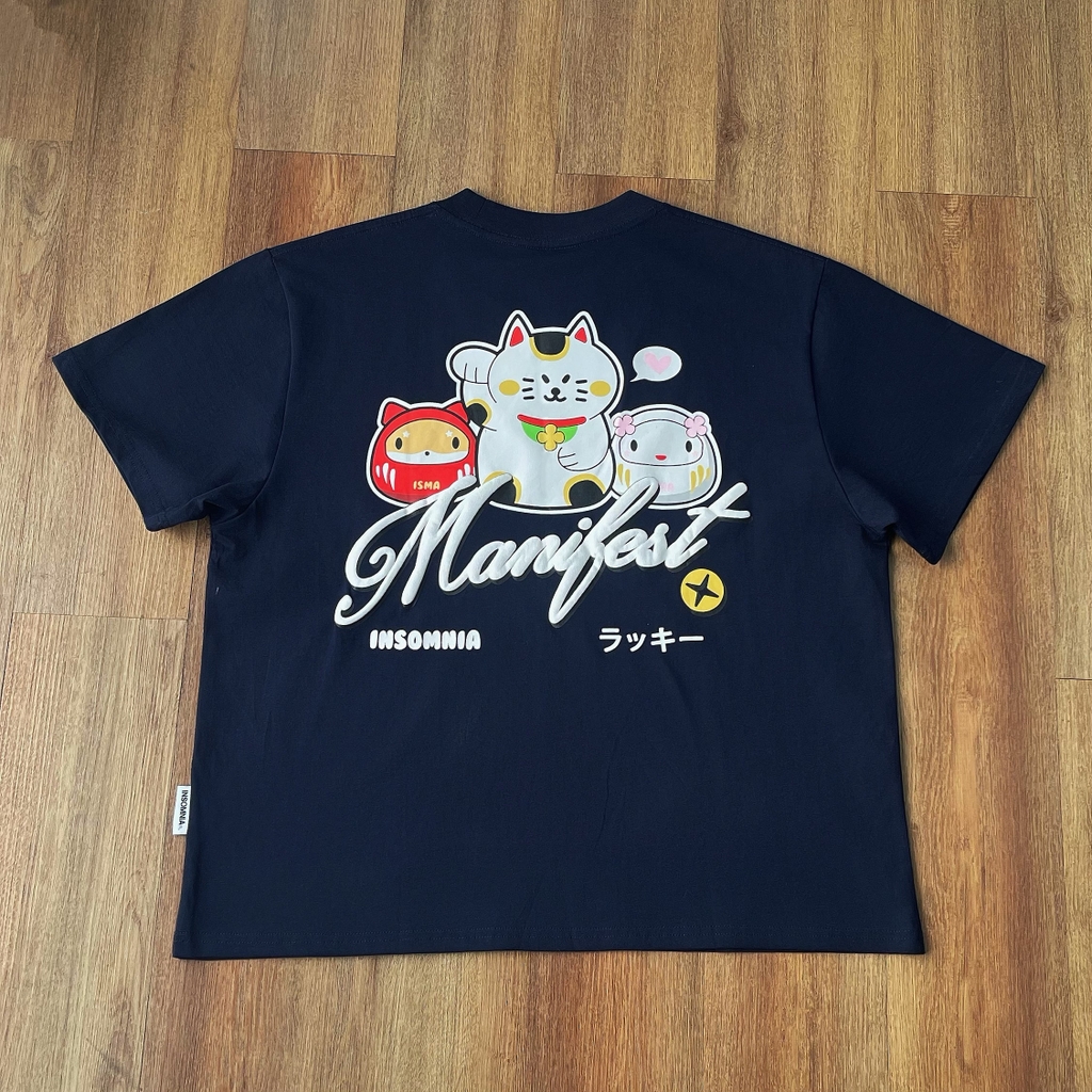 [NEW ARRIVAL] Áo Thun Boxy In Phồng Lucky Cat Manifest INSOMNIA CLUB 250Gsm Cotton - TS067
