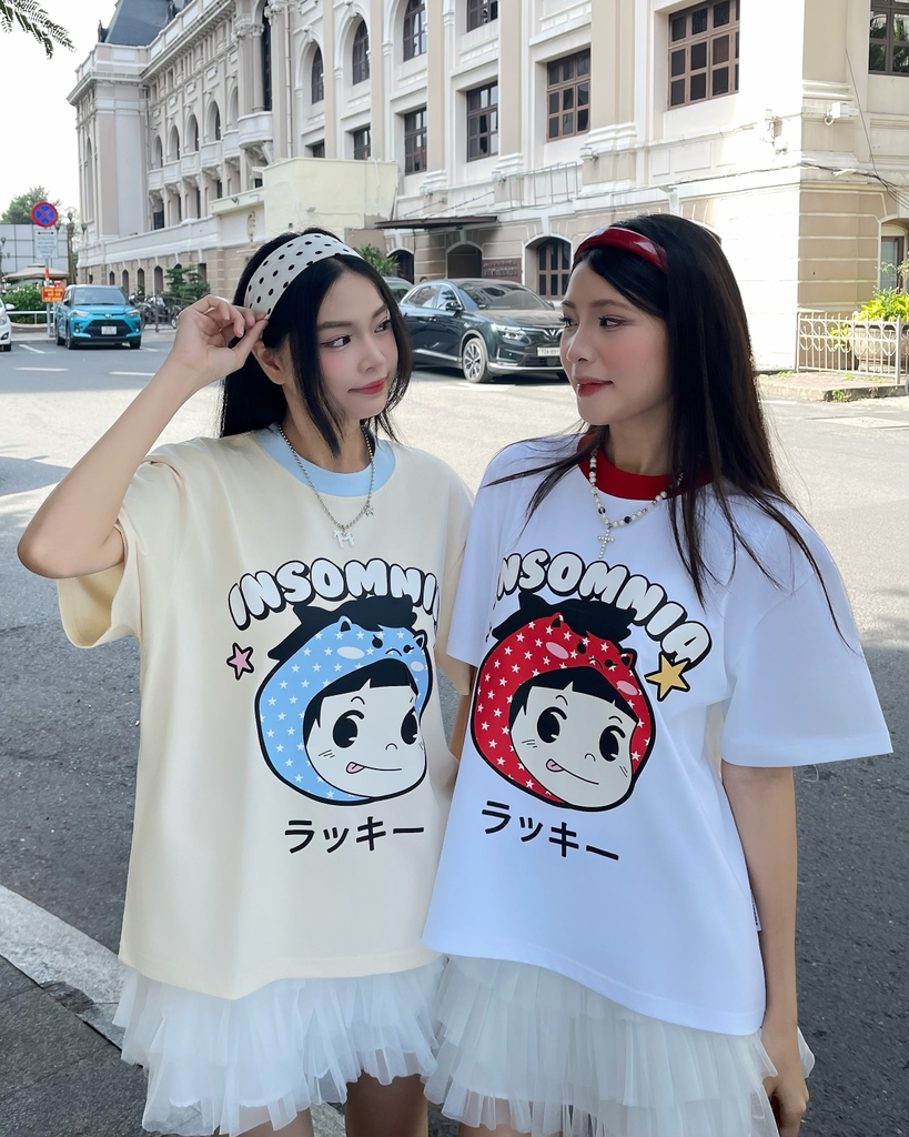 [NEW ARRIVAL] Áo Thun Boxy Phối Cổ Lucky Girl INSOMNIA CLUB 250Gsm Cotton - TS068