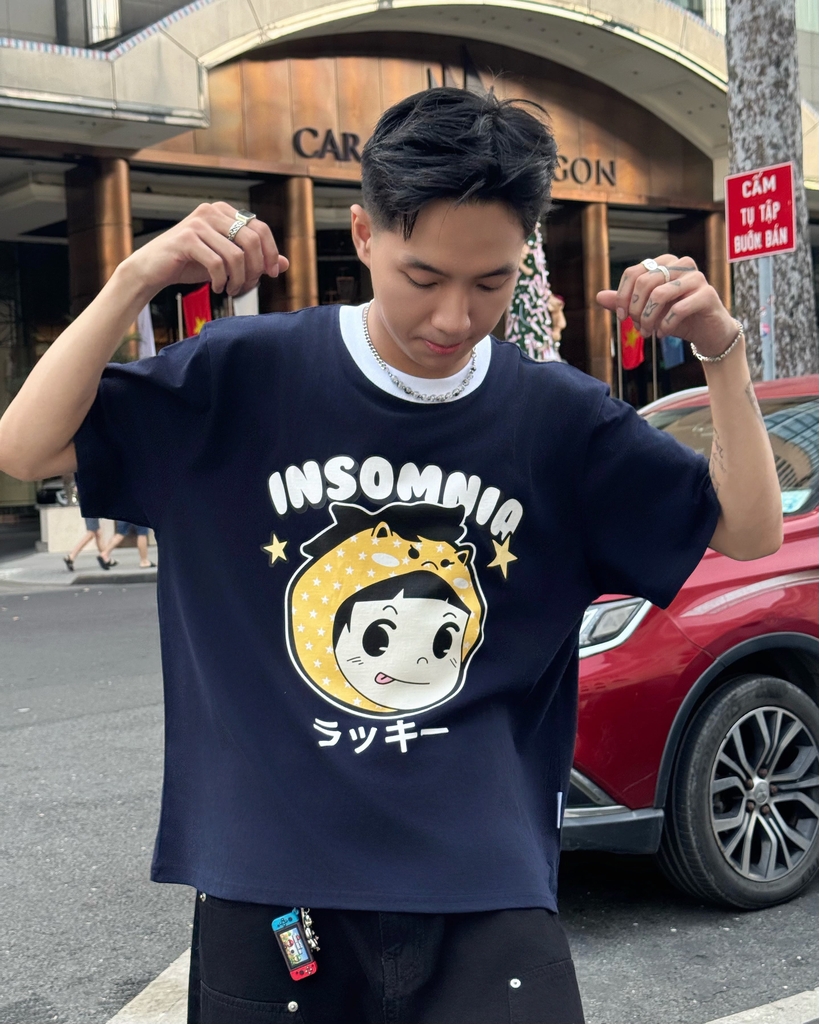 [NEW ARRIVAL] Áo Thun Boxy Phối Cổ Lucky Girl INSOMNIA CLUB 250Gsm Cotton - TS068