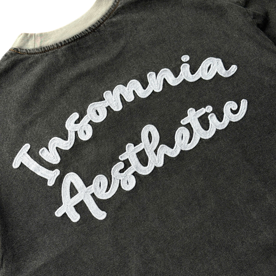 [NEW ARRIVAL] Áo Thun Boxy Denim Wash Thêu Len INSOMNIA Aesthetic - TS072