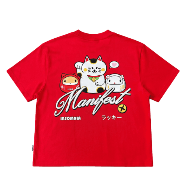 [NEW ARRIVAL] Áo Thun Boxy In Phồng Lucky Cat Manifest INSOMNIA CLUB 250Gsm Cotton - TS067