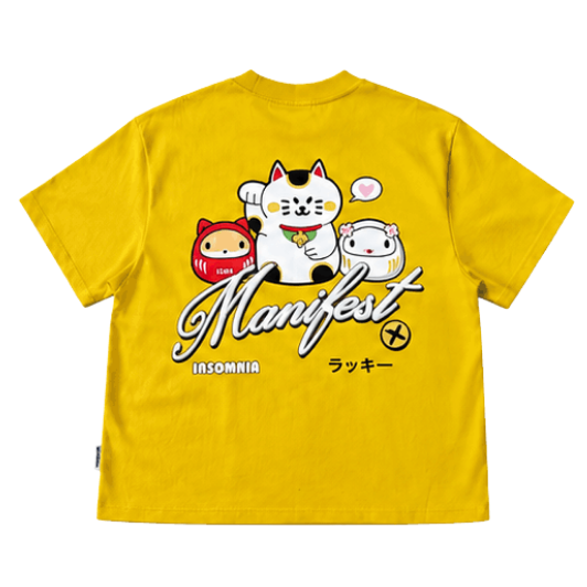 [NEW ARRIVAL] Áo Thun Boxy In Phồng Lucky Cat Manifest INSOMNIA CLUB 250Gsm Cotton - TS067