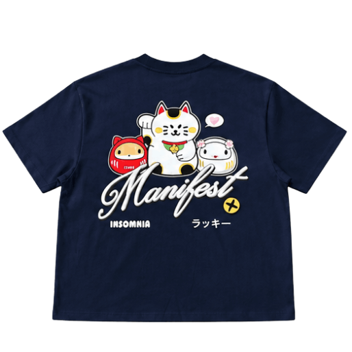 [NEW ARRIVAL] Áo Thun Boxy In Phồng Lucky Cat Manifest INSOMNIA CLUB 250Gsm Cotton - TS067