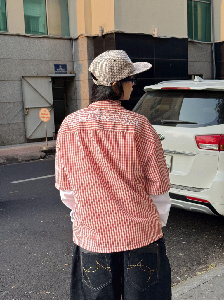 [NEW ARRIVAL] Áo Sơ Mi Caro Thêu Form Boxy Nam Nữ Unisex Thêu Viền INSOMNIA - TS074