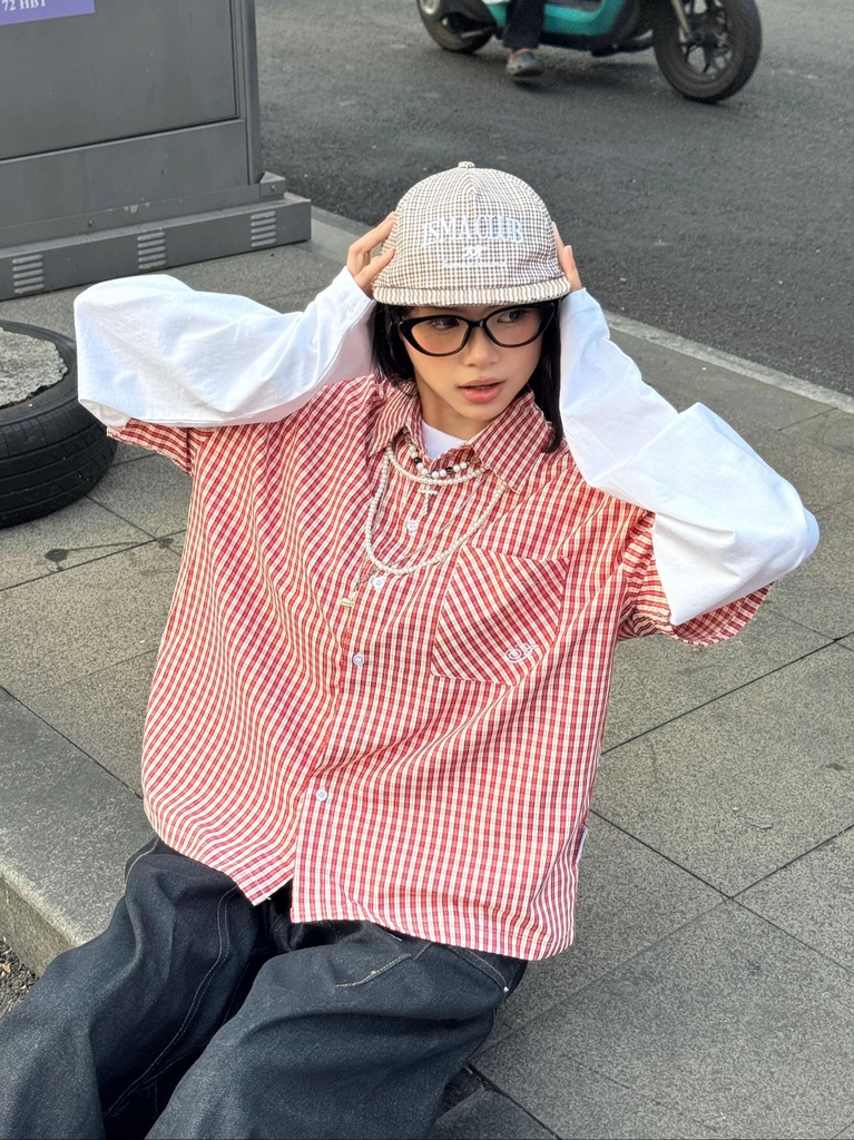 [NEW ARRIVAL] Áo Sơ Mi Caro Thêu Form Boxy Nam Nữ Unisex Thêu Viền INSOMNIA - TS074