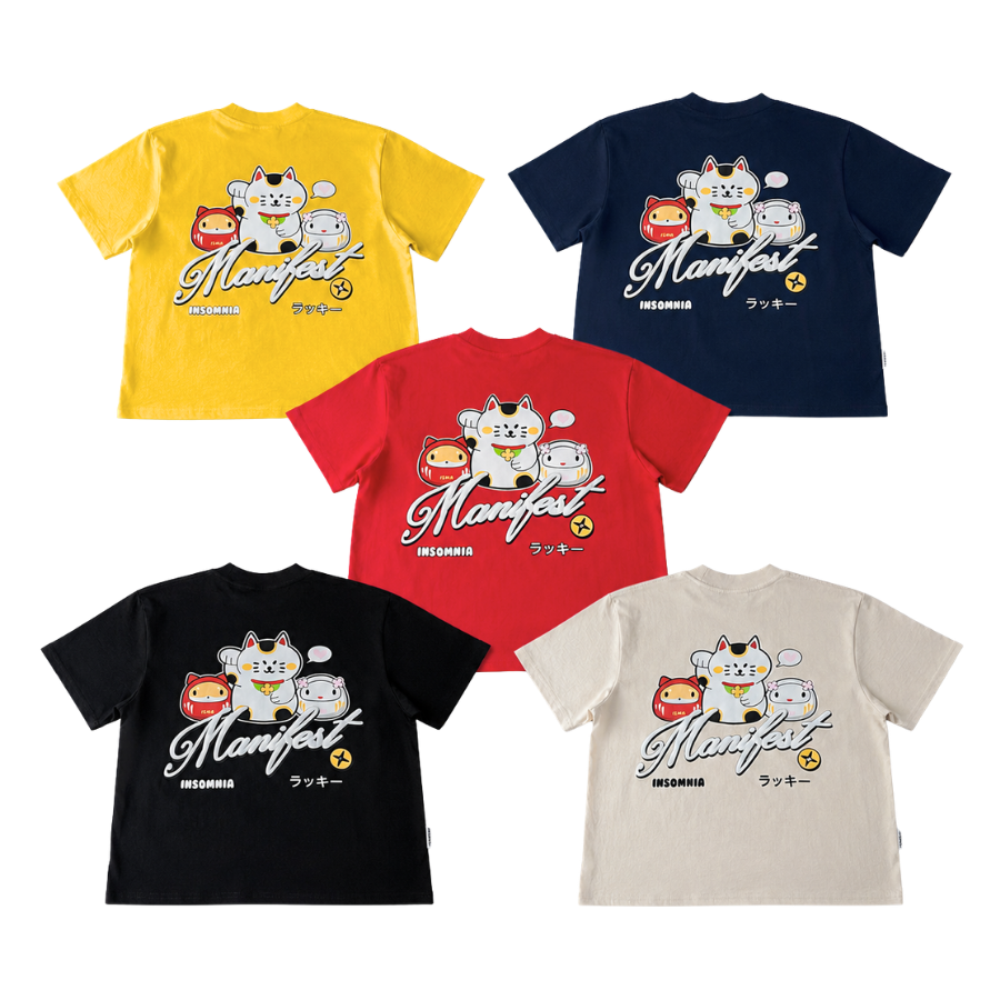 [NEW ARRIVAL] Áo Thun Boxy In Phồng Lucky Cat Manifest INSOMNIA CLUB 250Gsm Cotton - TS067