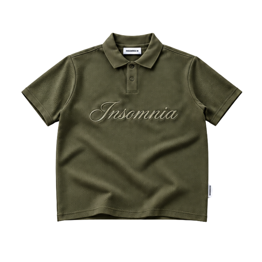 [NEW ARRIVAL] Áo Polo Cotton Waffle Basic Form Boxy Thêu Logo INSOMNIA - TS087