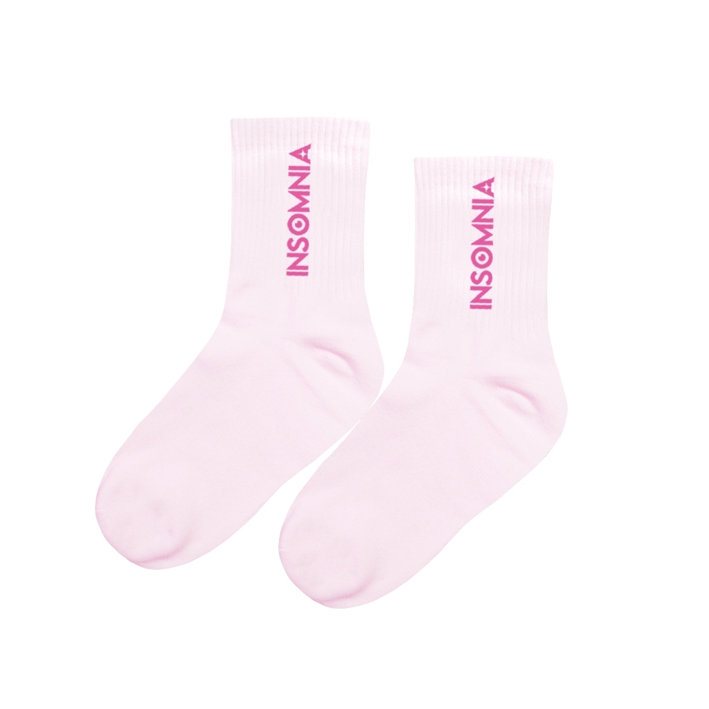 [Quà Tặng] Vớ INSOMNIA Socks Cổ Trung Unisex Local Brand Kem Hồng Đen Trắng