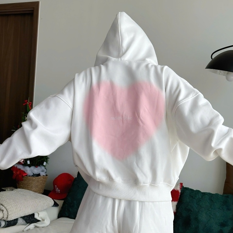 Áo Khoác Hoodie Zip Big Heart INSOMNIA Form Boxy Chất Nỉ Bông Cao Cấp - HD009