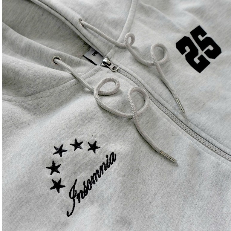 Áo Hoodie Zip 2 Da Form Boxy INSOMNIA Thêu Đắp Chữ Athlete - HD011