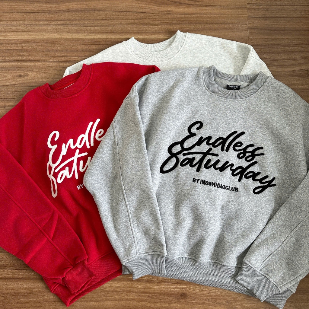 Áo Nỉ Sweater Thêu Xù Endless Saturday INSOMNIA Form Boxy Chất Nỉ Bông Nam Nữ Unisex - HD007