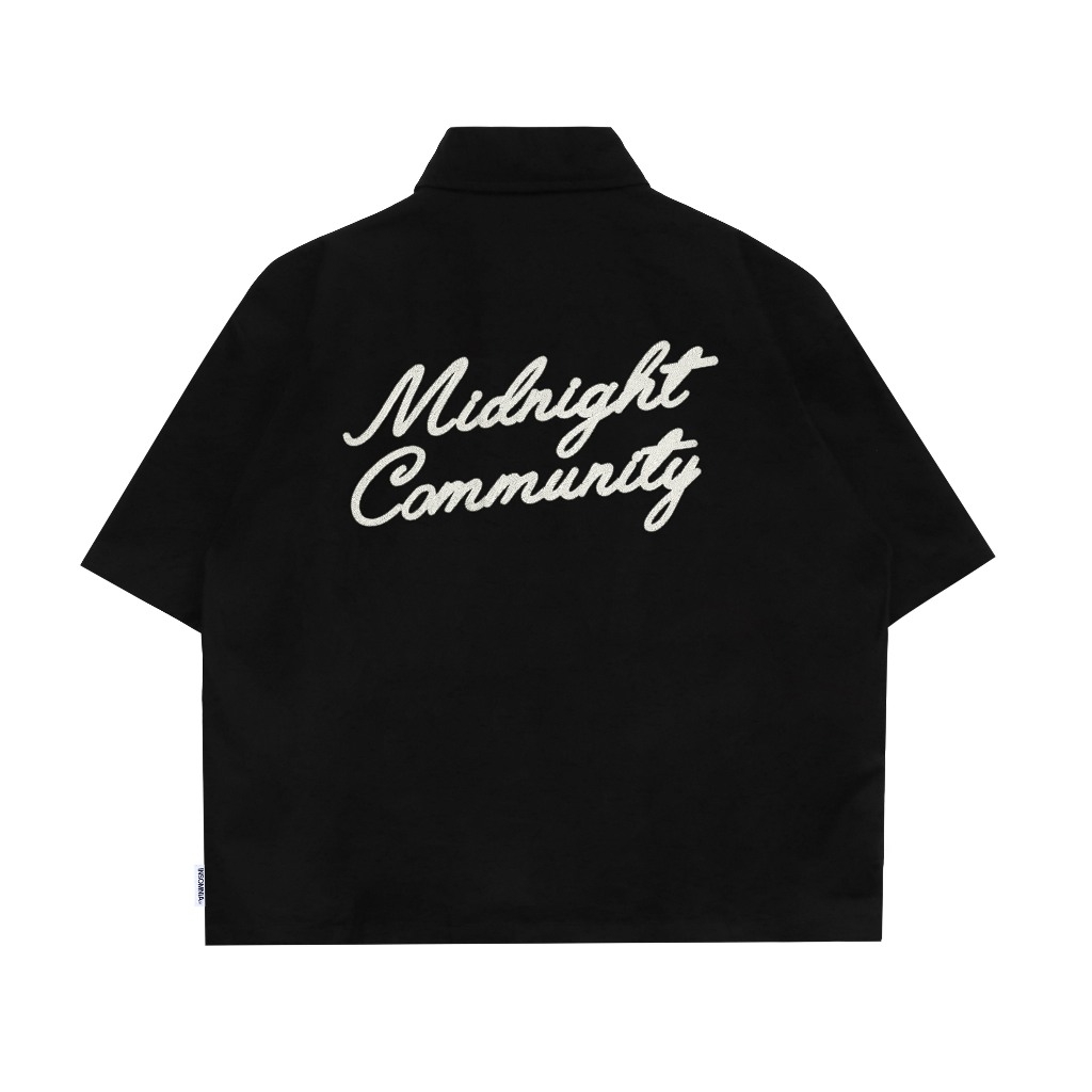 Áo Sơ Mi Boxy Midnight Thêu Len INSOMNIA Kaki Cotton Unisex - TS040