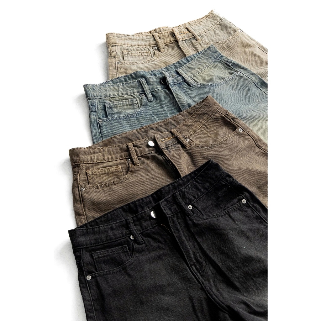 Quần Jean Wash INSOMNIA Form Lửng Ống Rộng Unisex - PS021