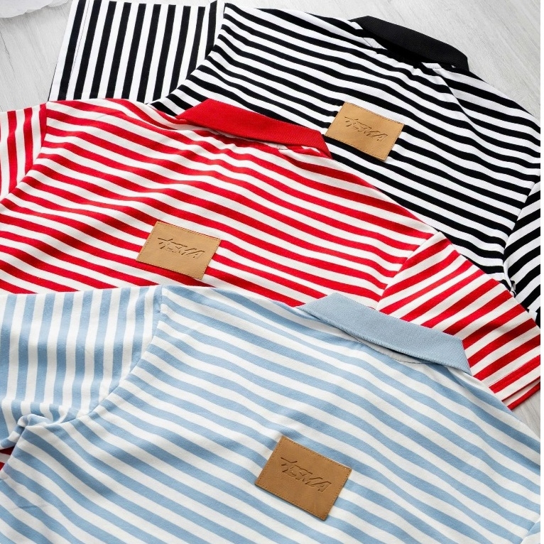 Áo Polo Boxy Stripes INSOMNIA Cotton Đính Tag Da - TS055
