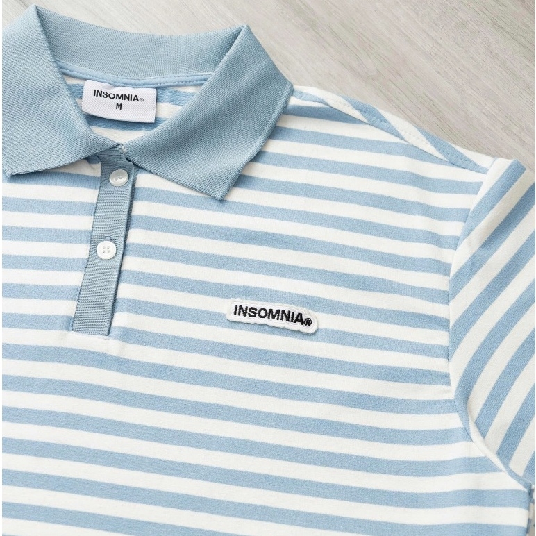 Áo Polo Boxy Stripes INSOMNIA Cotton Đính Tag Da - TS055