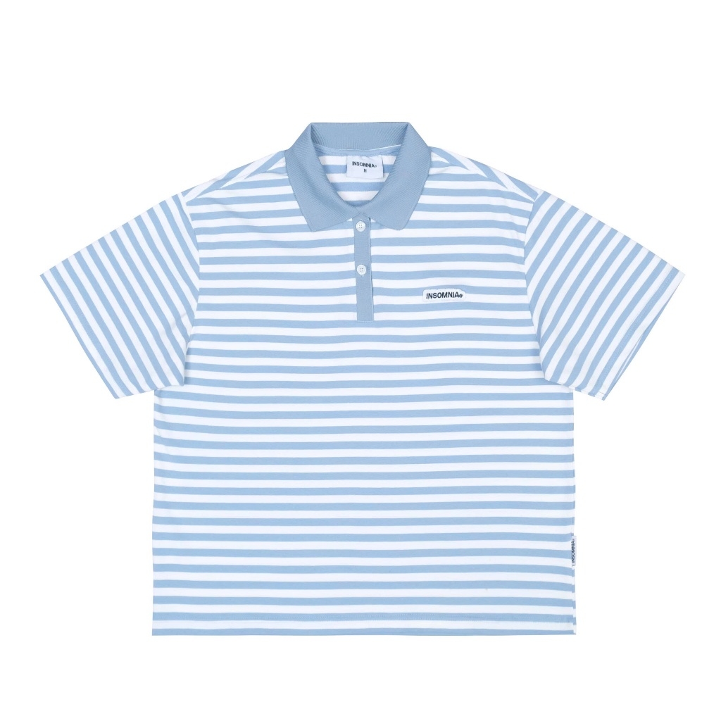 Áo Polo Boxy Stripes INSOMNIA Cotton Đính Tag Da - TS055