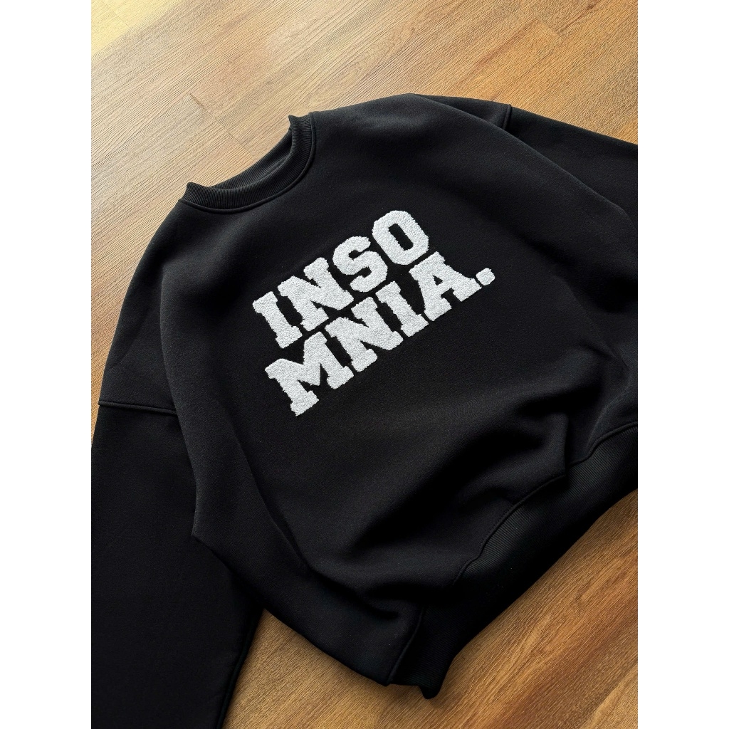 Áo Nỉ Sweater Thêu Xù INSOMNIA Form Boxy Chất Nỉ Bông Nam Nữ Unisex - HD006