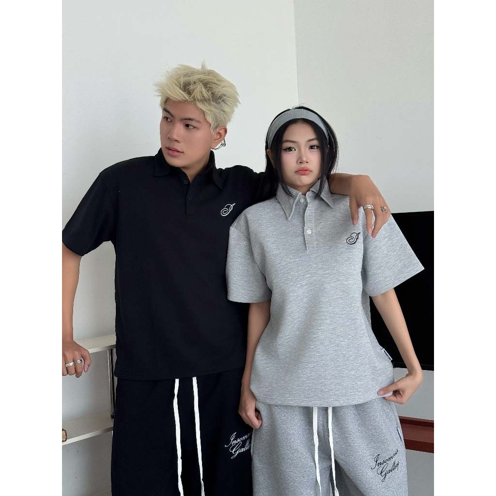 [NEW ARRIVAL] Áo Polo Boxy Nỉ 2 Da Thêu INSOMNIA CLUB Chống Nhăn, Không Xù Lông - TS063