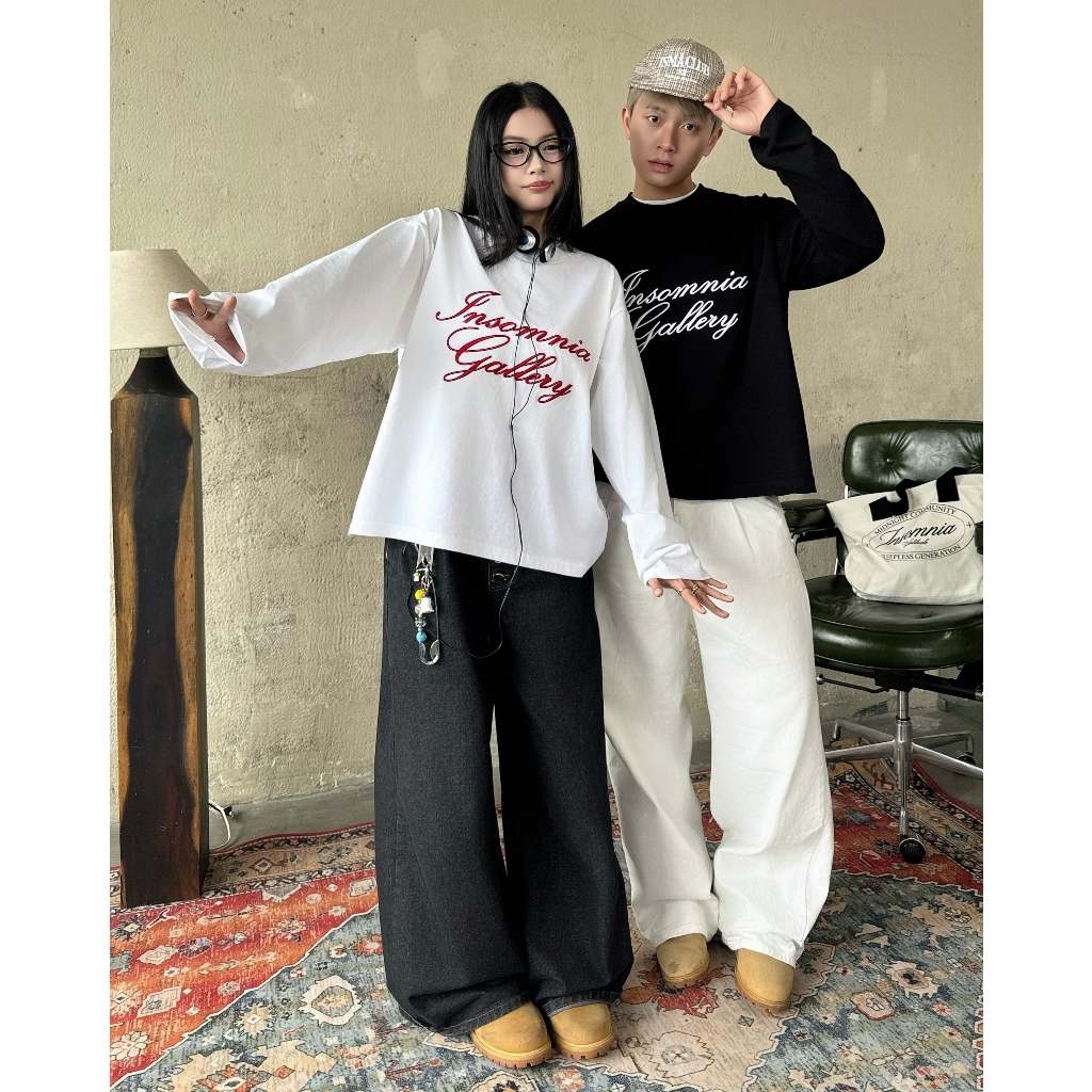 [NEW ARRIVAL] Áo Thun Tay Dài Long Sleeve Thêu 3D INSOMNIA Gallery Form Boxy - TS064