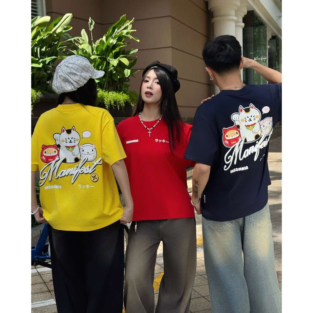 [NEW ARRIVAL] Áo Thun Boxy In Phồng Lucky Cat Manifest INSOMNIA CLUB 250Gsm Cotton - TS067