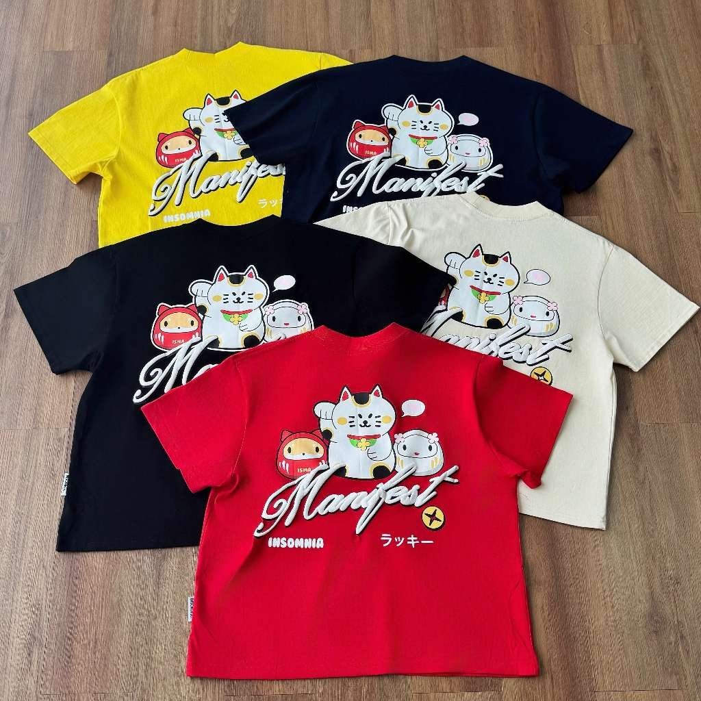[NEW ARRIVAL] Áo Thun Boxy In Phồng Lucky Cat Manifest INSOMNIA CLUB 250Gsm Cotton - TS067