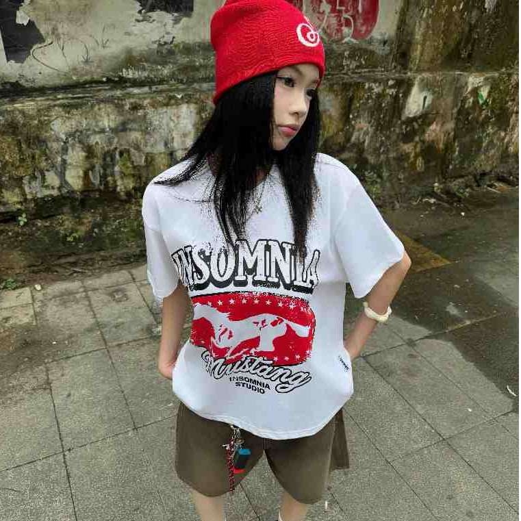 [NEW ARRIVAL] Áo Thun Boxy Mustang Edition Họa Tiết INSOMNIA Đính Cườm Thủ Công 250Gsm Cotton - TS062