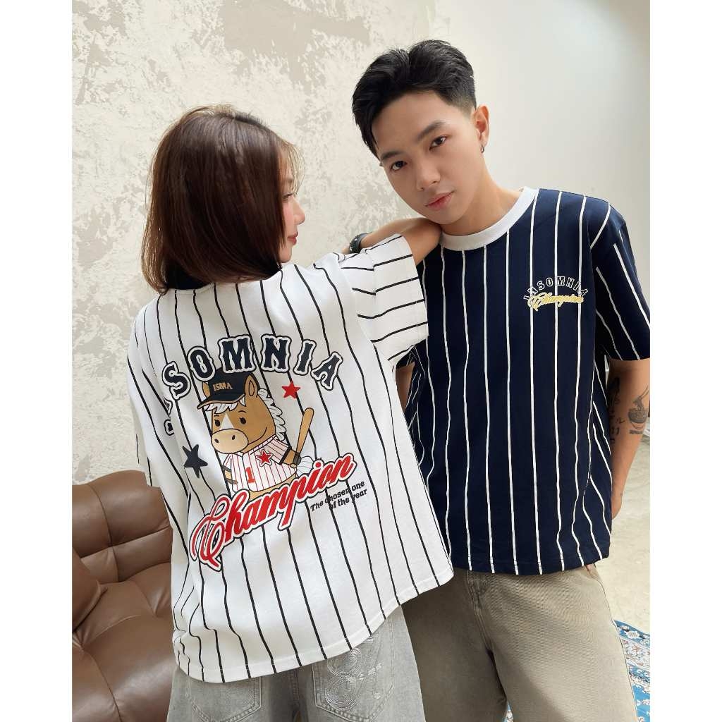 [NEW ARRIVAL] Áo Thun Boxy Cotton Sọc Bóng Chày 