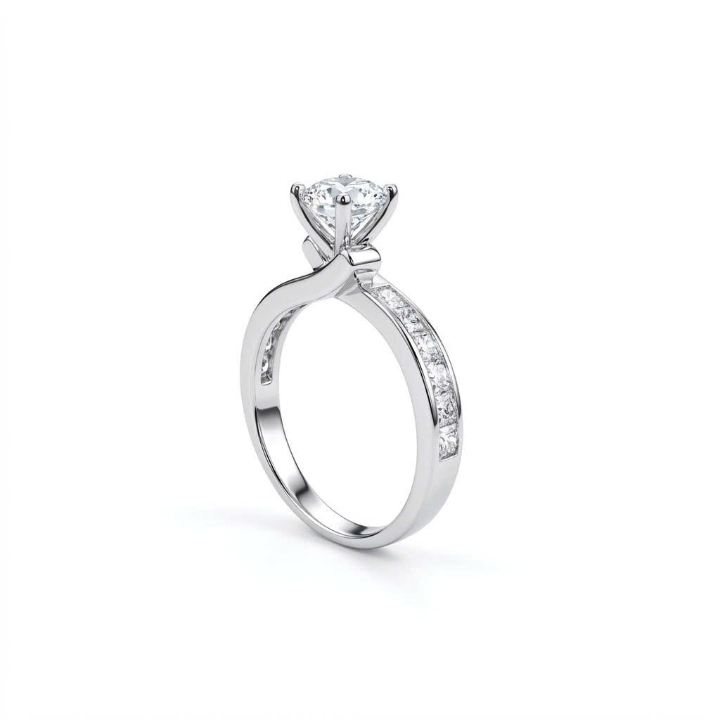 Nhẫn bạc 925 Luna Jewelry Đá Moissanite 5.5mm đai mềm mại đính đá