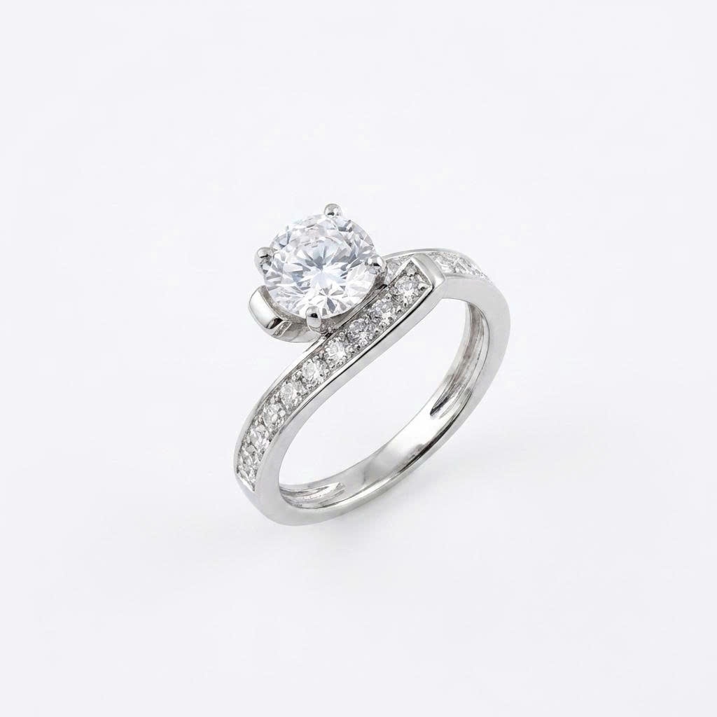 Nhẫn bạc 925 Luna Jewelry Đá Moissanite 5.5mm đai mềm mại đính đá