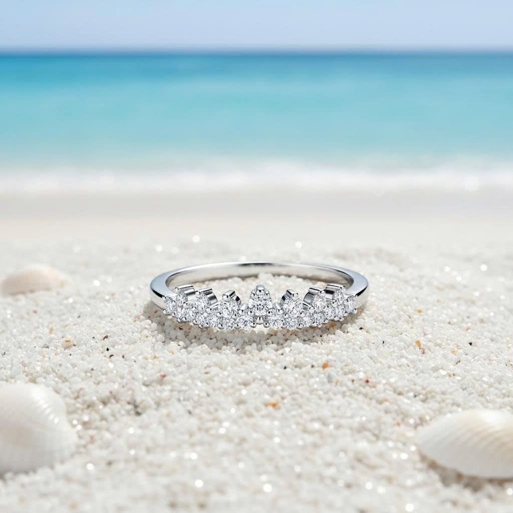 Nhẫn bạc 925 vương miện đính đá nhỏ Luna Jewelry